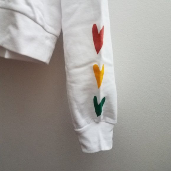 Mighty Fine Crop White Sweatshirt Hood Jr Size Lg - Picture 3 of 6